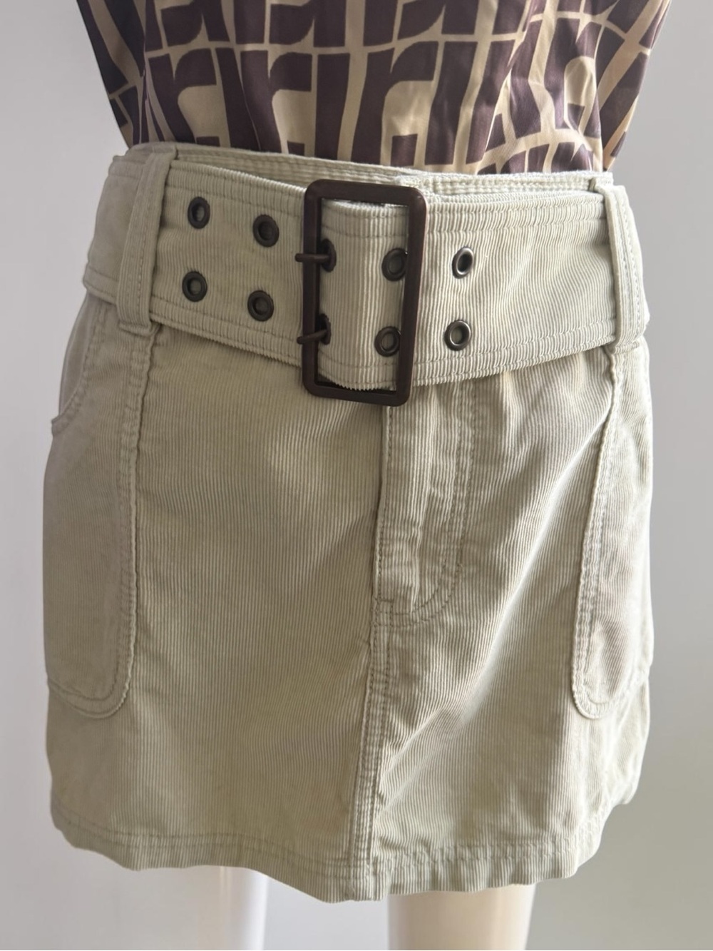Abercrombie & Fitch Neutral Beige Corduroy Mini Skirt - Picture 12 of 15